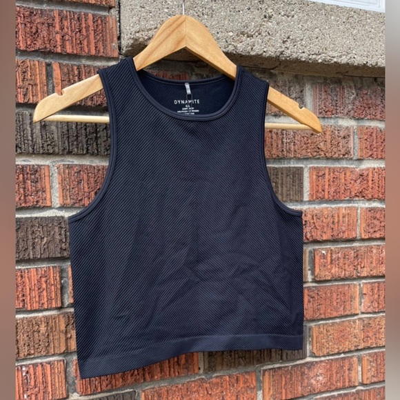 Black Dynamite Ribbed Crop Top Large - Picture 2 of 4